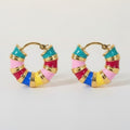 Fashion Enamel Segmented Hoop Earrings – jewelry (view 1)
