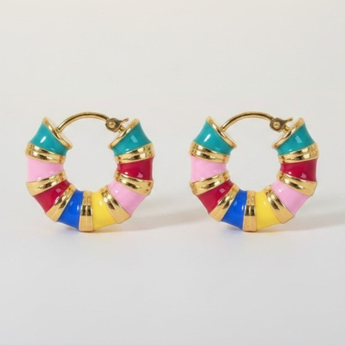Fashion Enamel Segmented Hoop Earrings – jewelry (view 1)