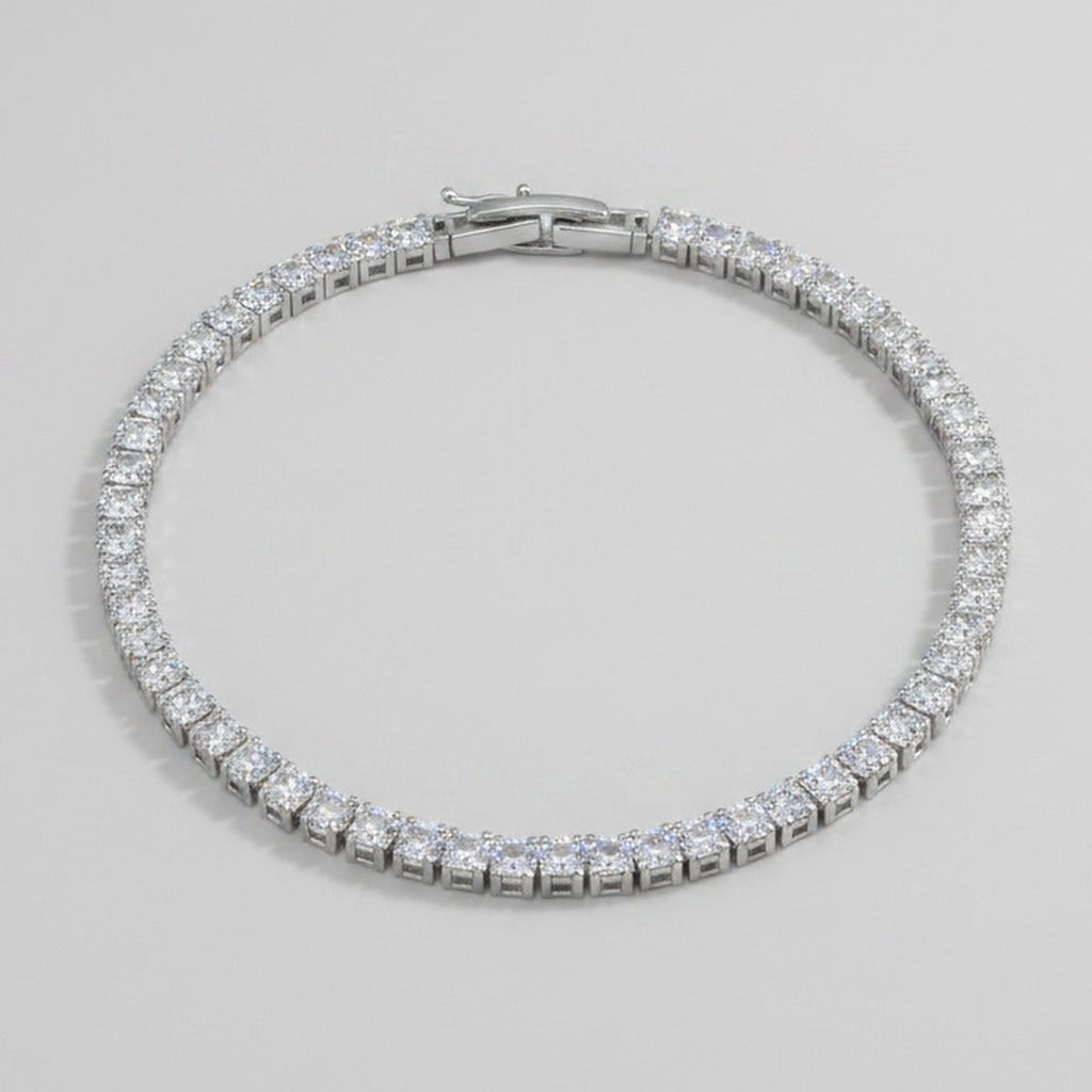 Rhinestone Tennis Bracelet Silver Chain Link – jewelry (view 1)