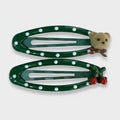 Green Polka Dot Hair Clips With Bear and Berries Charm – hair accessories (view 1)