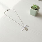 Bow Heart Cross Pendant Necklace - Silver