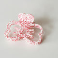 Leopard Print Bow Hair Claw Clip - Pink White 8cm – hair accessories (view 1)