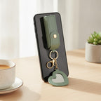 Heart Cutout Leather Keychain - Peacock Green
