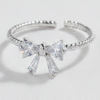 Silver Bow Ring With Cubic Zirconia Stones – jewelry (view 1)