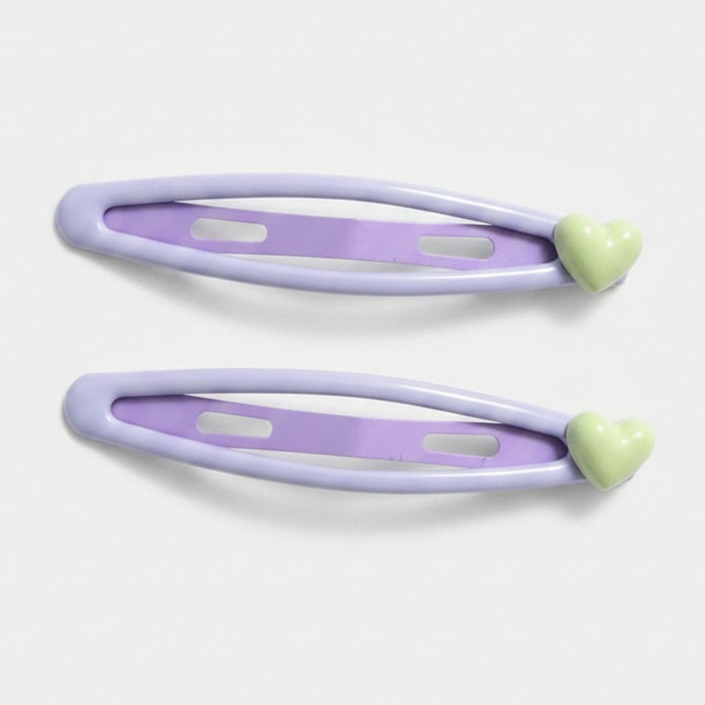 Purple Heart Charm Hair Clips Set – hair accessories (view 1)
