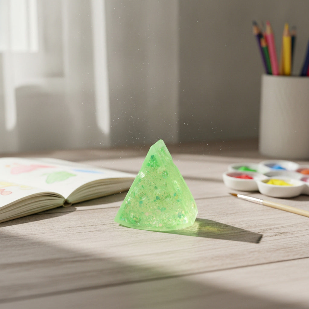 Glitter Triangle Cheese Squishy - Green