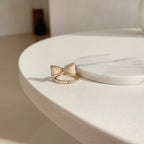 Pearl & Crystal Bow Ring - Gold