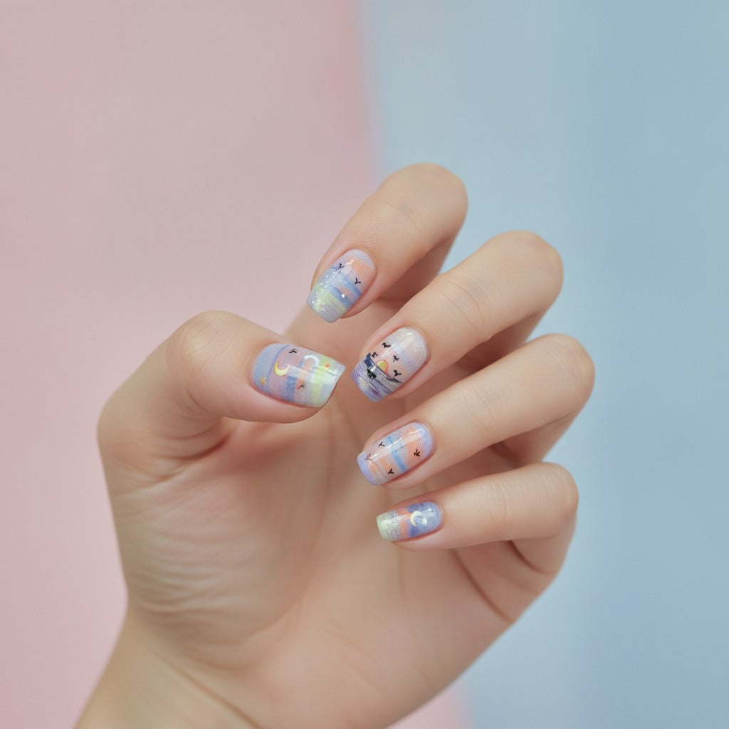 Dreamy Sky Press-On Nail Set - Pastel Sky