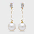 Pearl Drop Chain Dangle Earrings With Rhinestones – jewelry (view 1)