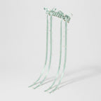 Sage Green Pearl Beaded Ribbon Hair Clips – hair accessories (view 1)