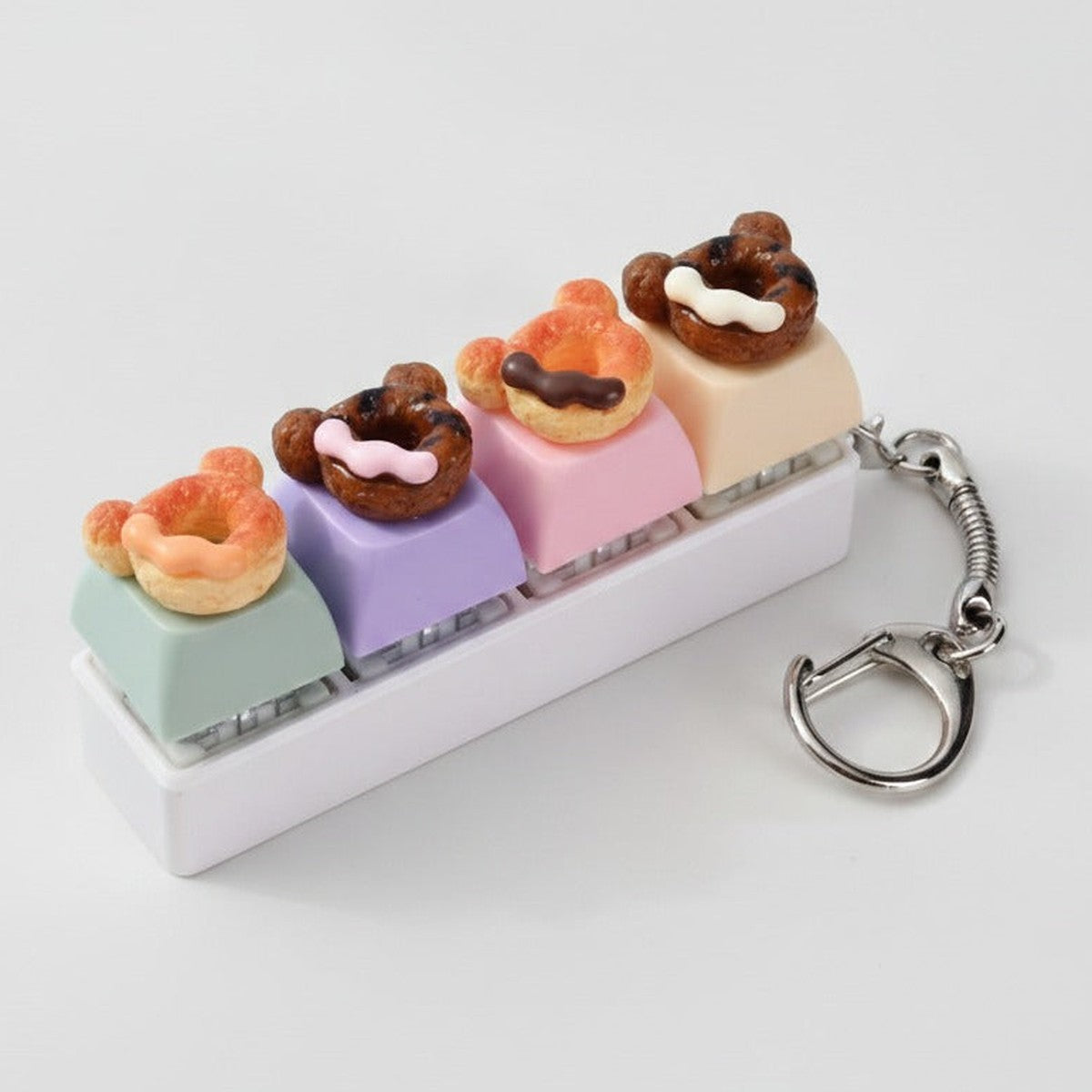 Tiny Donut Keychain - White Bear