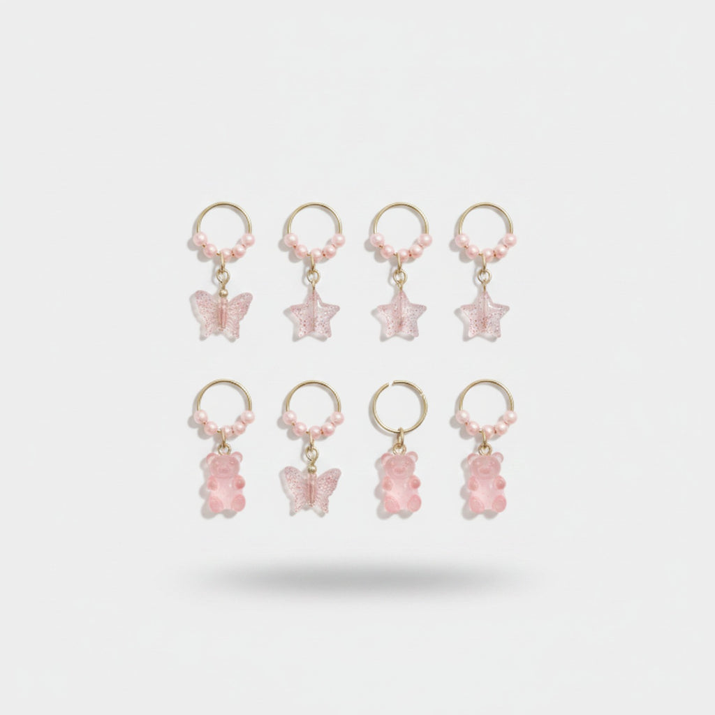 Pink Charm Hair Clips Set Pink Sparkle