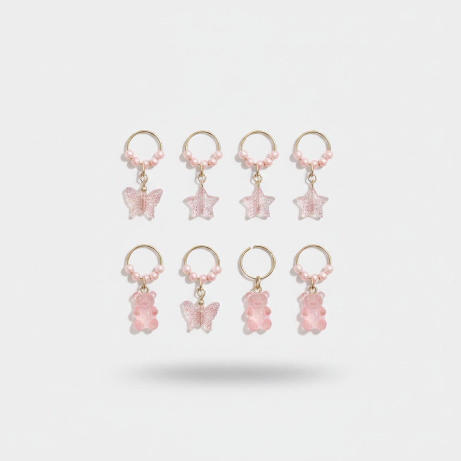 Pink Charm Hair Clips Set Pink Sparkle