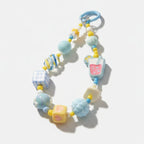 Boba Beaded Charm Keychain - Light Blue