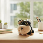 Fuzzy Bee Dog Keychain - Cream & Black