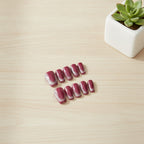 Glitter Gradient Press-On Nail Set - Burgundy Glitter