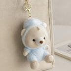 Cozy Bear Plush Keychain - Blue