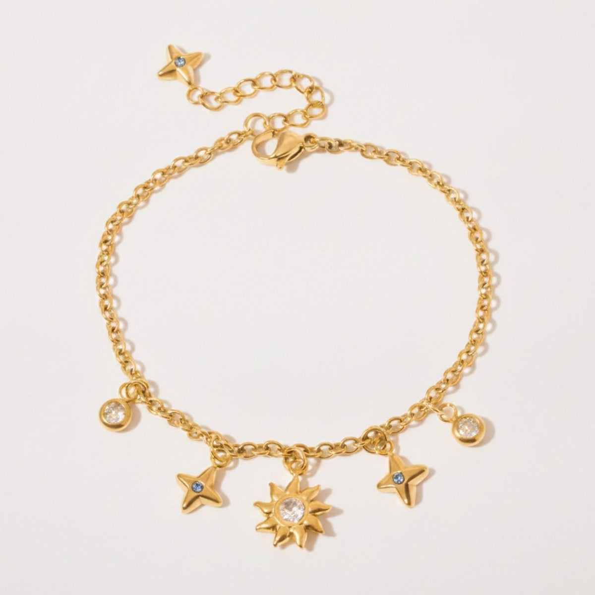 Star Charm Bracelet With Crystals - Gold Star Crystal – jewelry (view 1)