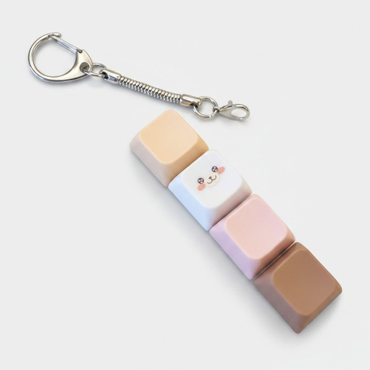 Beige Keycap Keychain with Mini Charm