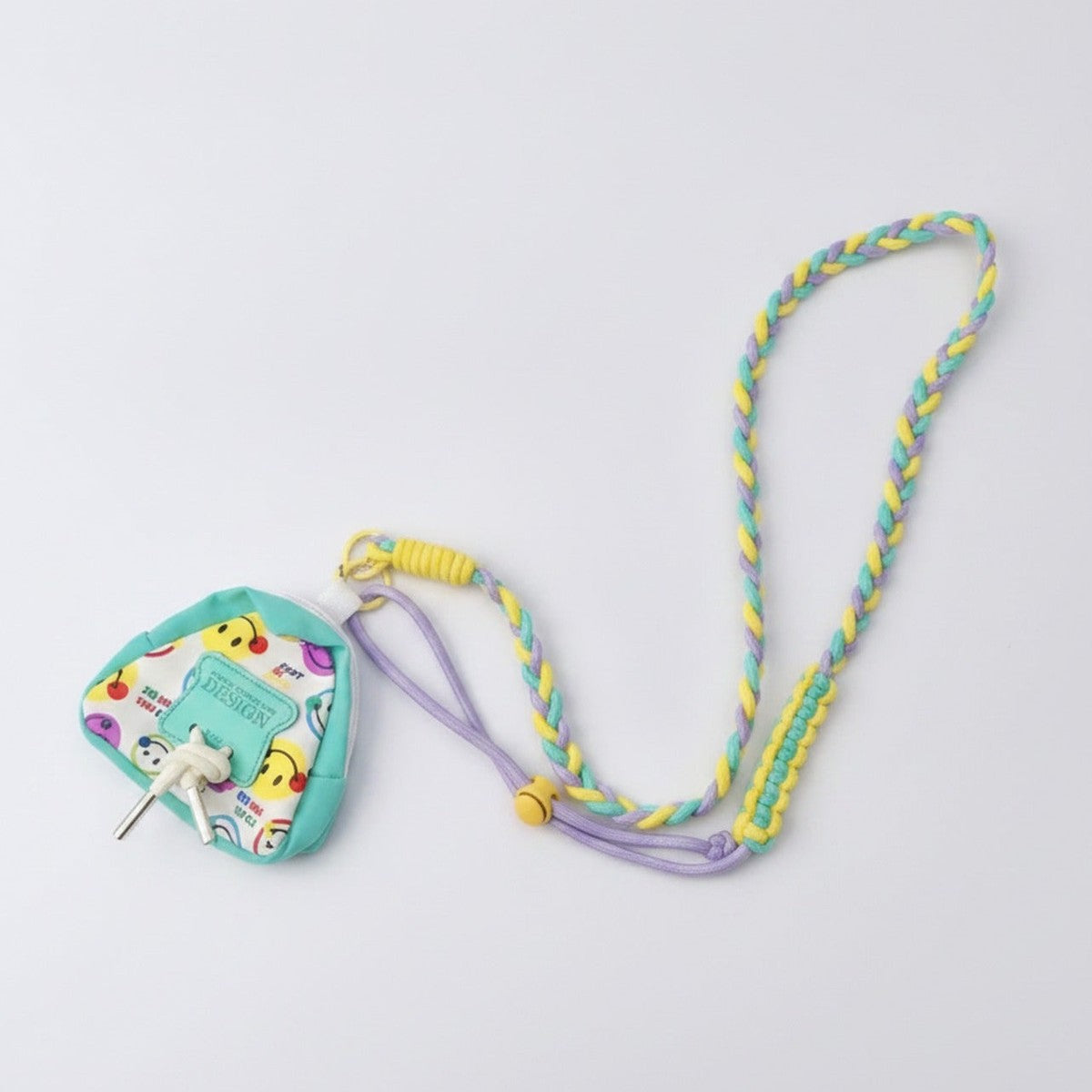 Braided Lanyard Phone Sling with Pouch - Adjustable Crossbody Green Purple Yellow Rope Pouch Set – tech (view 1)