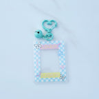 Checkered Photo Charm Keychain - Blue Checkerboard