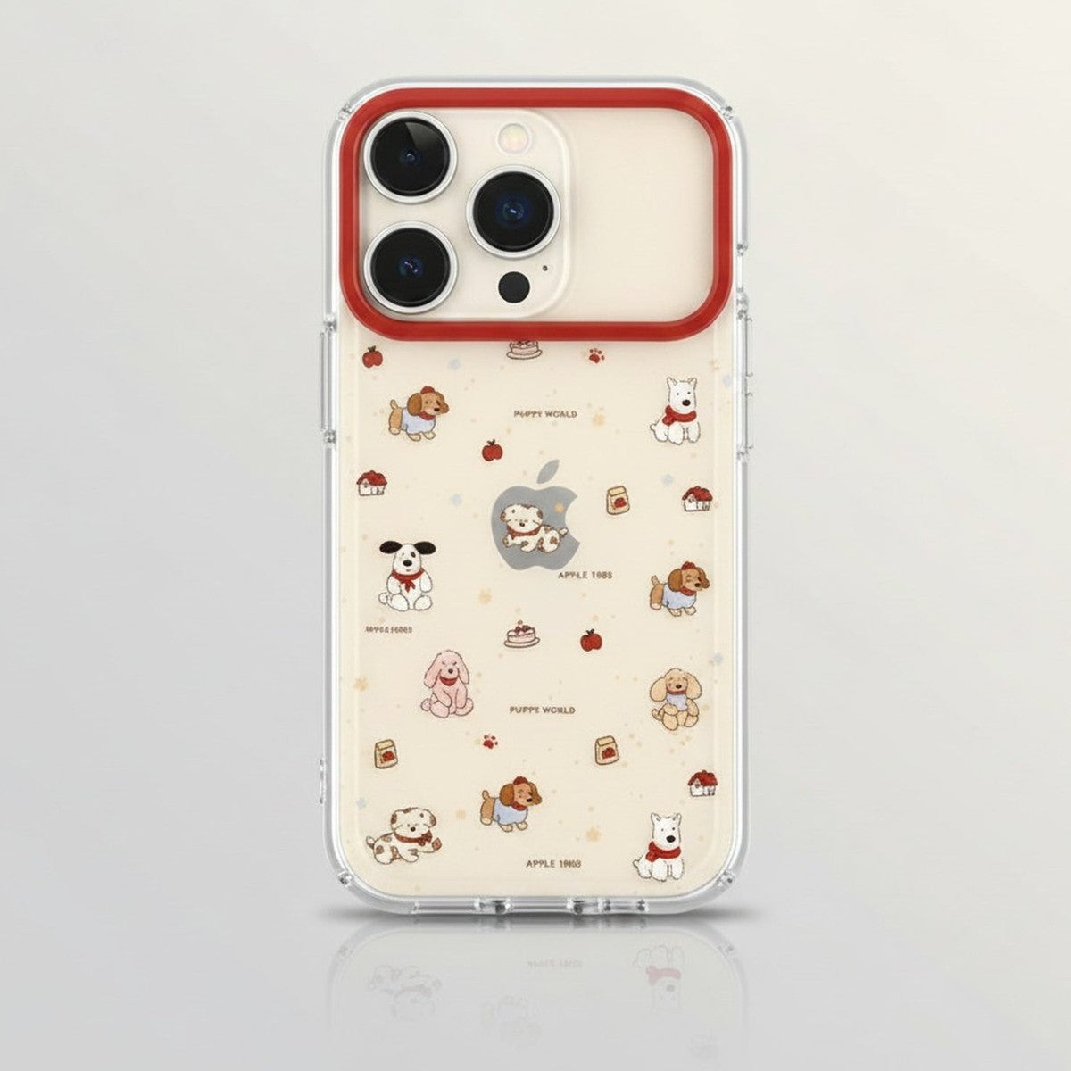 Adorable Puppy World Red Trim Clear iPhone Case – tech (view 1)