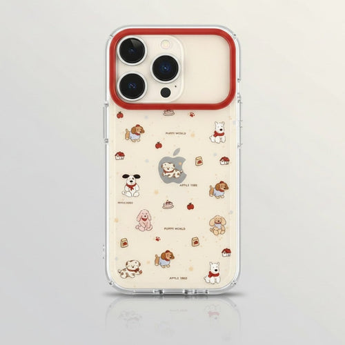 Adorable Puppy World Red Trim Clear iPhone Case – tech (view 1)