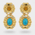 Gemstone Statement Drop Earrings Gold