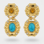 Gemstone Statement Drop Earrings Gold