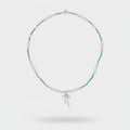 Beaded Pearl Charm Pendant Necklace - Pearl & Aqua Mix – jewelry (view 1)