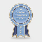 The Worst" Ribbon Enamel Pin - Blue Talked To People – stationery (view 1)