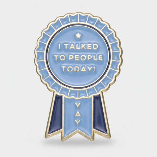 The Worst" Ribbon Enamel Pin - Blue Talked To People – stationery (view 1)