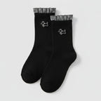 Black Scottie Dog Embroidered Ruffled Crew Socks – apparel accessories (view 1)