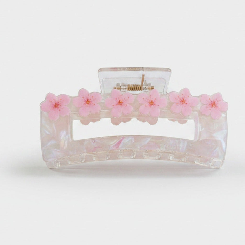 Floral Hair Claw Clip Acetate - Pink 10.5cm – hair accessories (view 1)