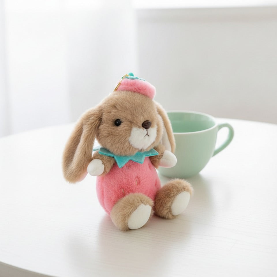 Fuzzy Bunny Keychain - Deep Pink