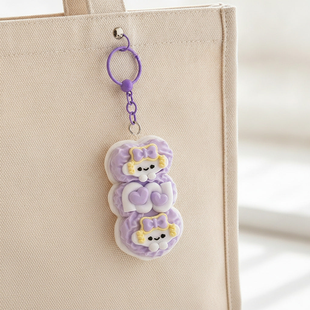Paw Print Bone Squishy Keychain - Purple