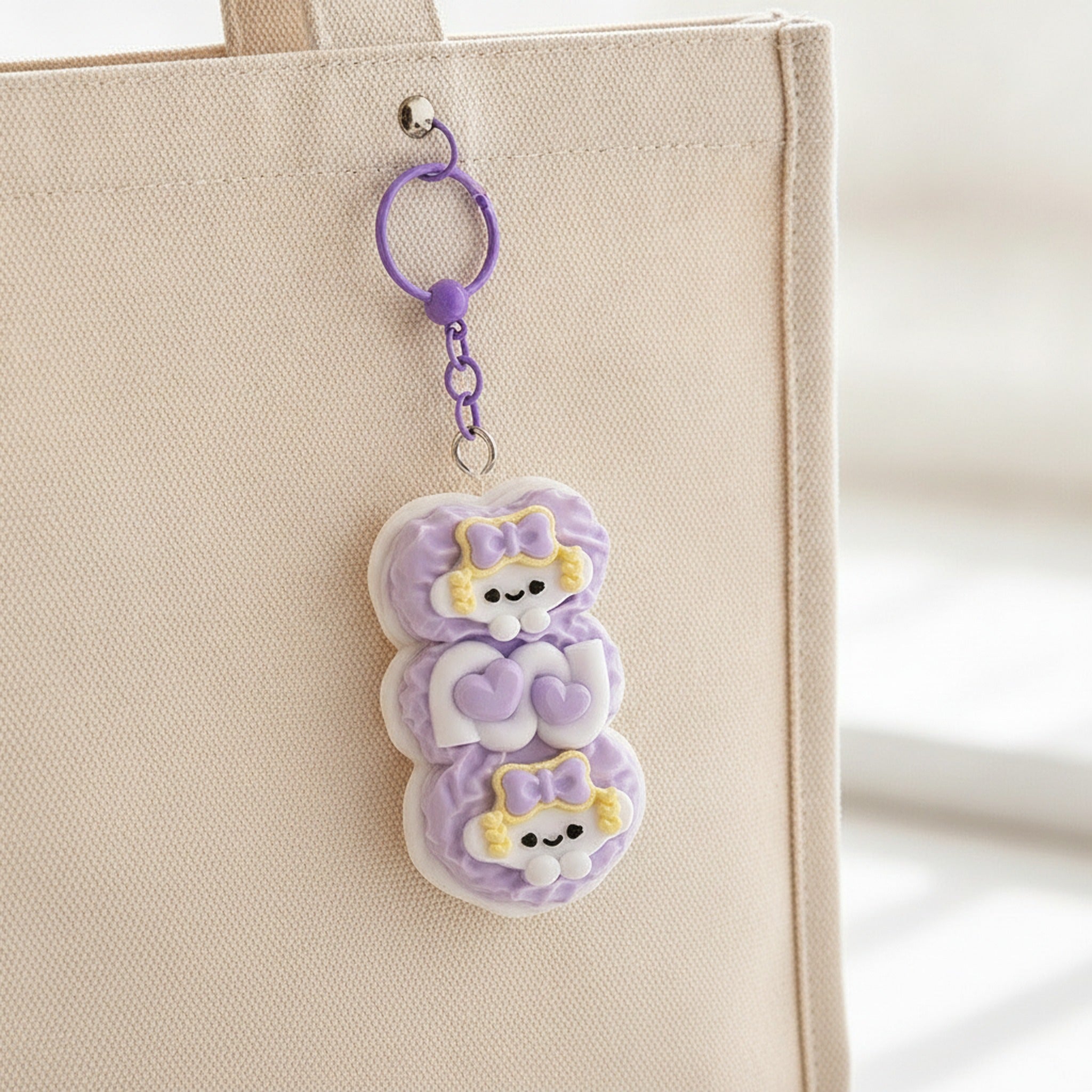 Paw Print Bone Squishy Keychain - Purple