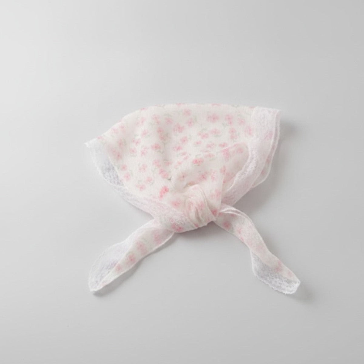 Embroidered Floral Mini Bonnet Headwrap - Pink Floral