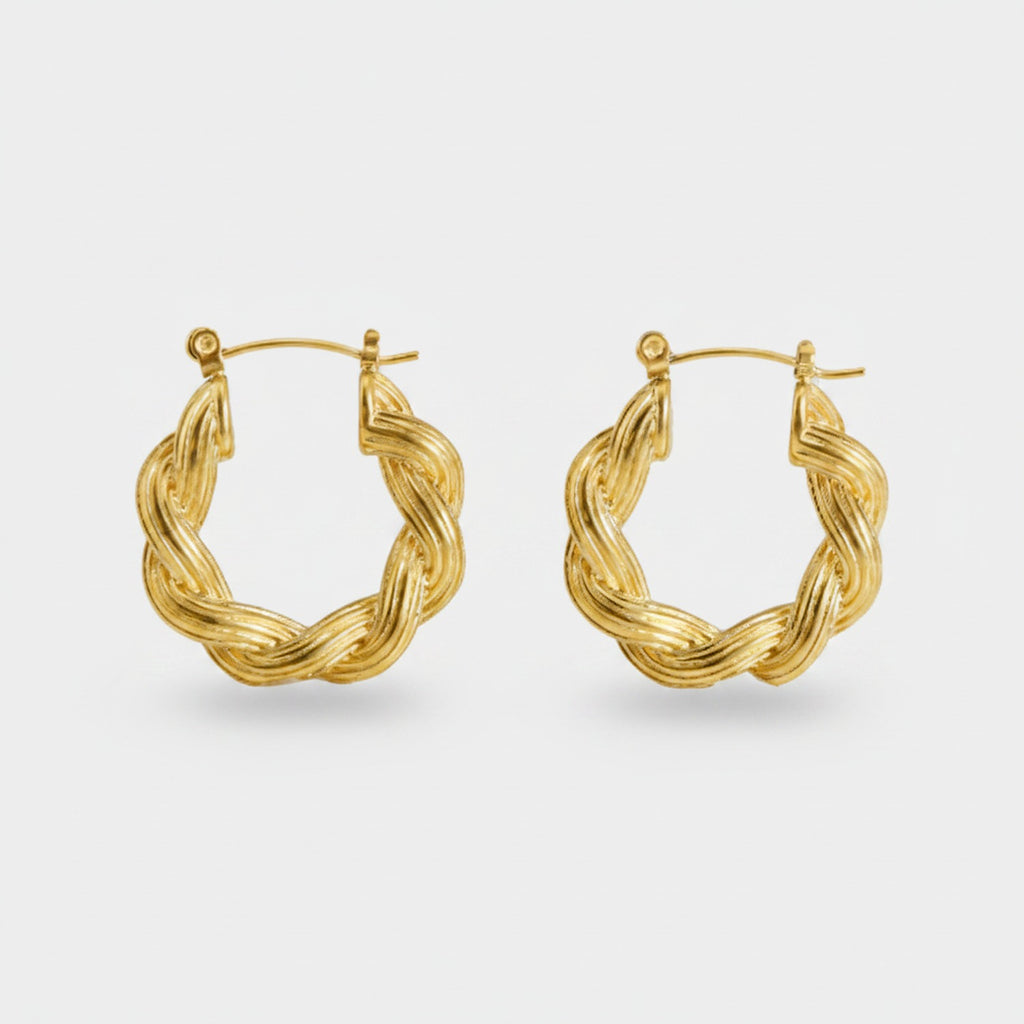Twisted Gold Hoop Earrings Gold