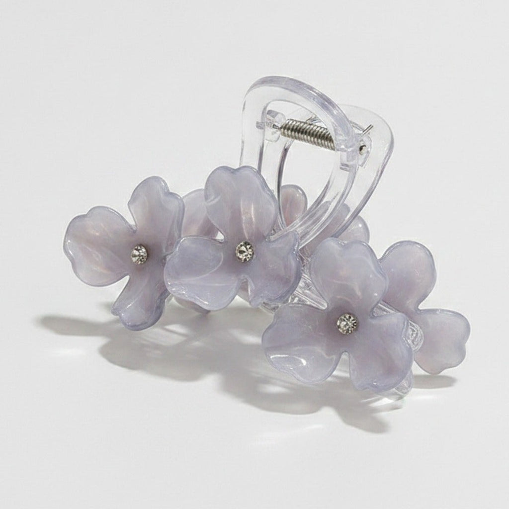 Pearl Flower Hair Claw Rhinestone - Gray – hair accessories (view 1)
