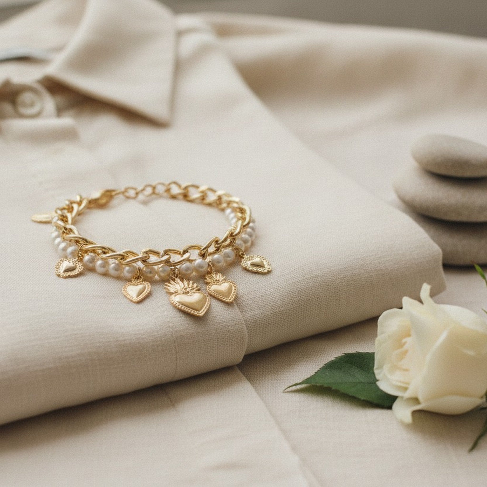 Chunky Pearl Charm Bracelet – jewelry (view 7)