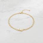 Double Chain Butterfly Bracelet - Gold Anklet 19+5cm #S103