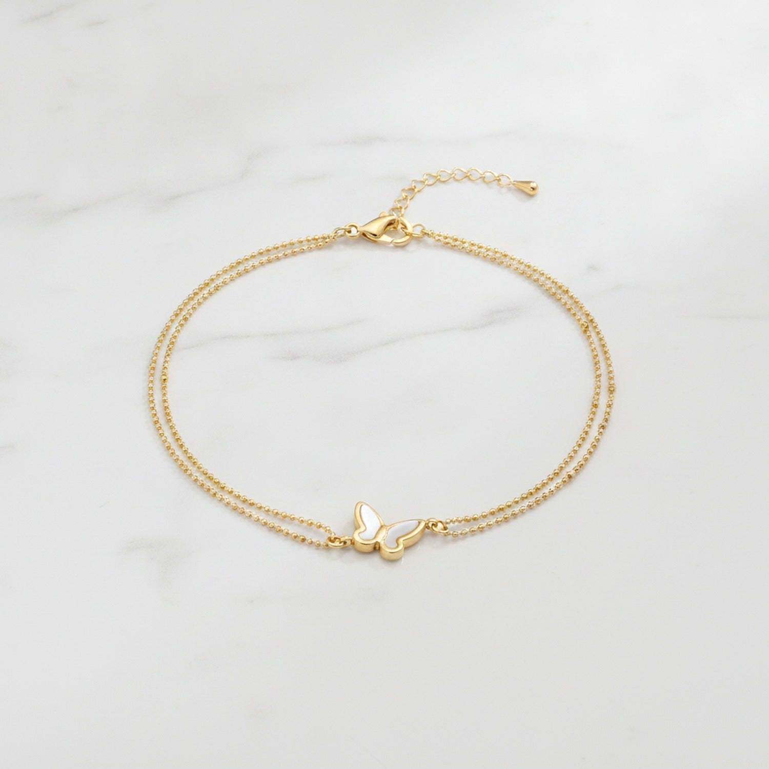 Double Chain Butterfly Bracelet - Gold Anklet 19+5cm #S103