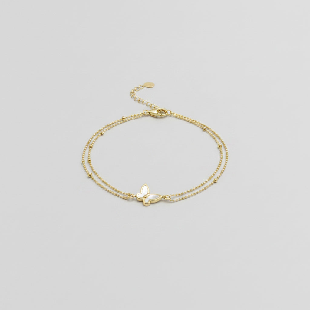 Double Chain Butterfly Bracelet - Gold Anklet 19+5cm #S103