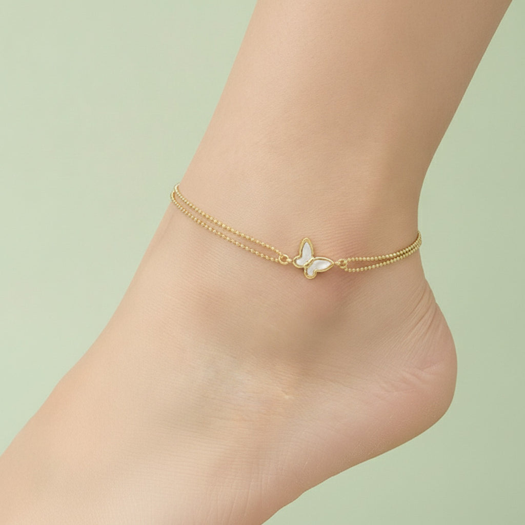 Double Chain Butterfly Bracelet - Gold Anklet 19+5cm #S103