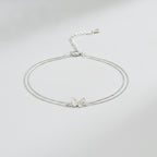 Double Chain Butterfly Bracelet - Steel Anklet 19+5cm S103
