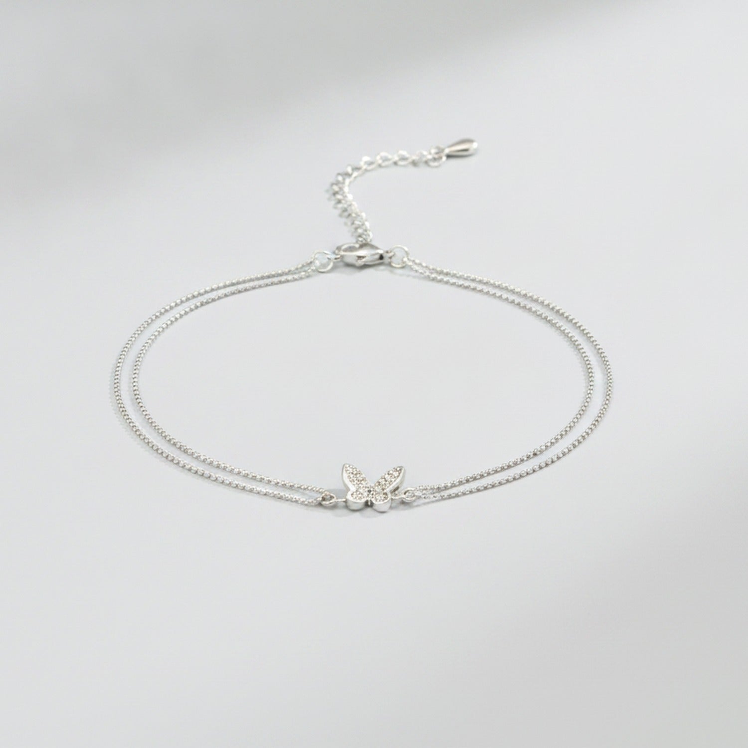 Double Chain Butterfly Bracelet - Steel Anklet 19+5cm S103