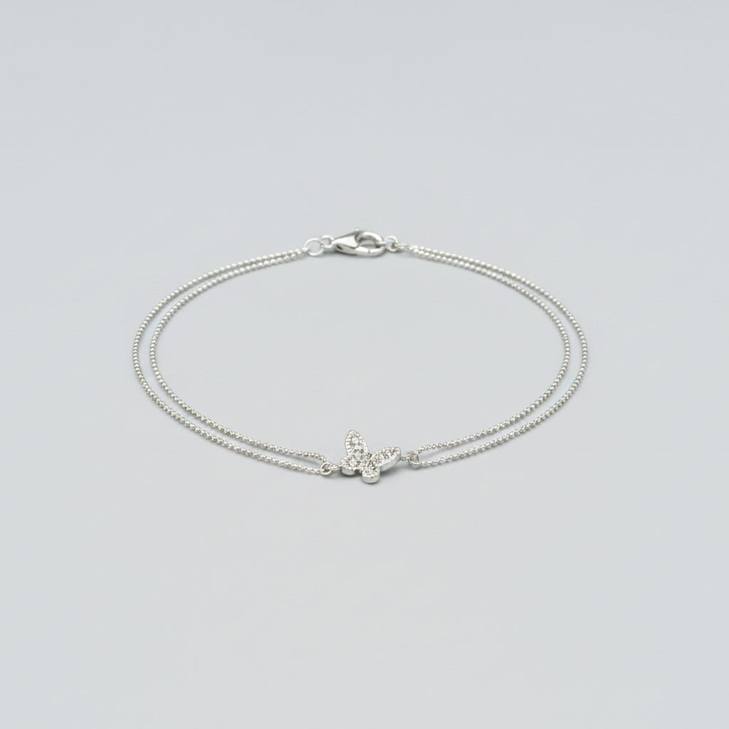 Double Chain Butterfly Bracelet - Steel Anklet 19+5cm S103