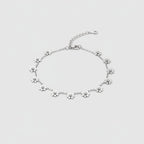 Silver Flower Charm Bracelet With Rose Gold Accents – jewelry (view 1)