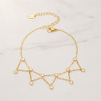 Crystal Charm Dangle Anklet - S038 Gold Zircon Anklet 19+5cm